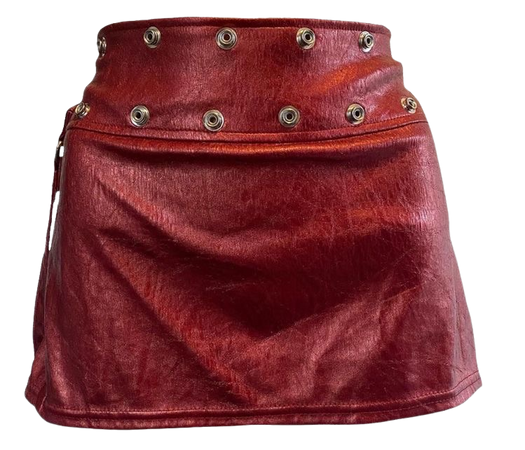 Red Vintage Leather Skirt