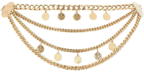 Gold Coin & Chain Waist Belt