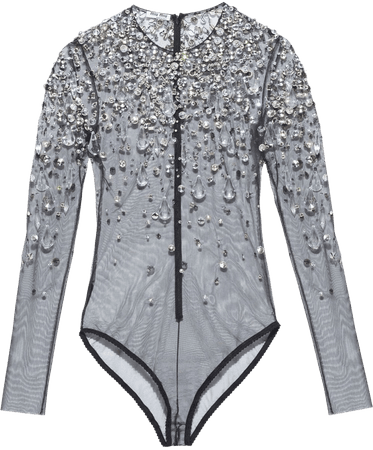 Miu Miu crystal-embellished Sheer Bodysuit - Farfetch