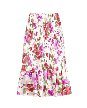 Women's Smocked Midi Skirt | Women's New Arrivals | Abercrombie.com