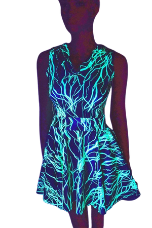 Pocket Hoodie Skater Dress in UV Glow Neon Green Lightning | Etsy