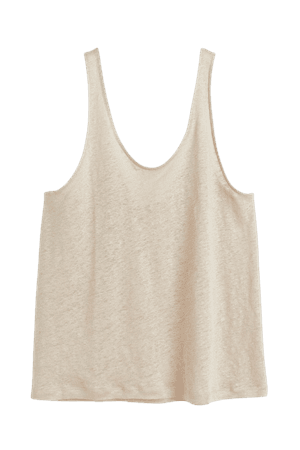 Linen Jersey Tank Top - Light beige - Ladies | H&M US
