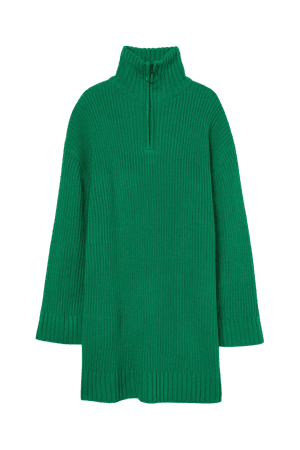 Rib-knit Half-zip Sweater - Green - Ladies | H&M US