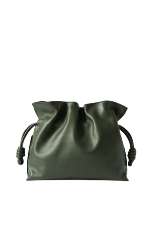 green ruched leather bag