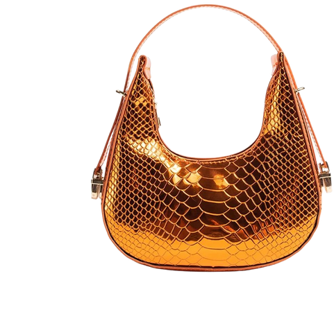 Mini Metallic Hobo Bag Crocodile Embossed Orange For Party | SHEIN USA