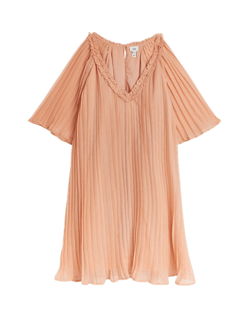 Orange pleated smock mini dress | River Island