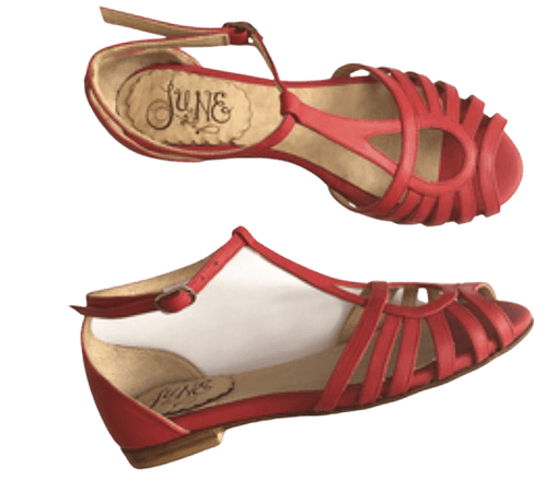 red flat indie sandals
