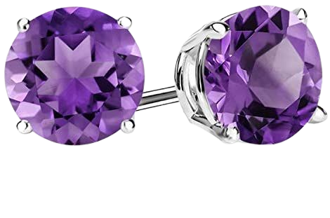 Amazon.com: Gem Stone King 925 Sterling Silver Purple Amethyst Stud Earrings For Women (2.40 Cttw, Gemstone Birthstone, Round 7MM): Clothing, Shoes & Jewelry