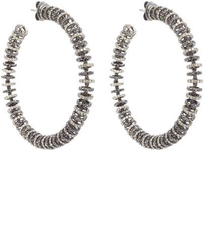 Large Black & Brown Diamond Disk Hoop Earrings by Ofira | Moda Operandi