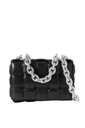 Black Cassette chain-embellished padded intrecciato leather shoulder bag | Bottega Veneta | NET-A-PORTER