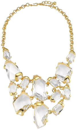 Shop Kenneth Jay Lane 22K Goldplated & Clear Crystal Drop Bib Necklace | Saks Fifth Avenue