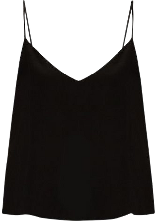 Raey Deep V-neck silk cami top found on Polyvore featuring tops, shirts, tank tops, blusas, tanks, black, camisole tank, … | Roupas, Blusas de moda, Estilos casuais