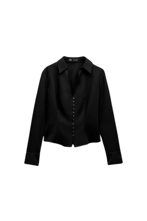 FITTED BUTTONED SHIRT - Black | ZARA United States