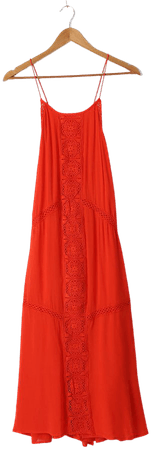 Boho Coral Crochet Lace Dress - Lace Midi Dress - Backless Dress - Lulus