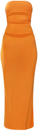 Orange Slinky Bandeau Multi Cut Out Maxi Dress | PrettyLittleThing USA