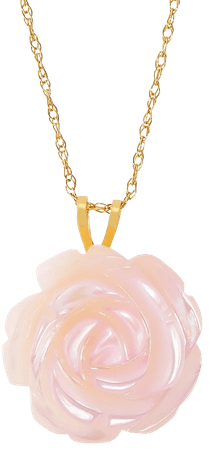 Macy's Pink Mother-of-Pearl Rose 18" Pendant Necklace in 10k Gold
