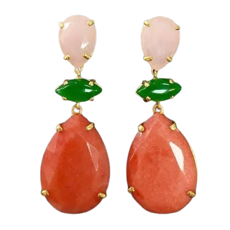 orange & green crystal earrings