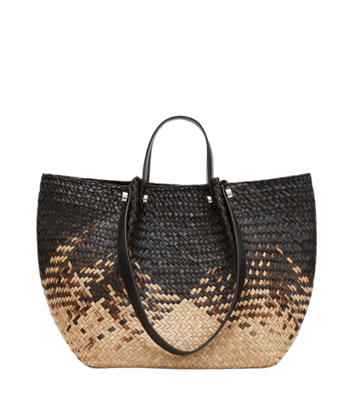 ALLSAINTS US: Womens Allington Straw Tote Bag (natural_black)