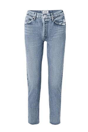 Mid denim Jamie cropped frayed organic high-rise straight-leg jeans | AGOLDE | NET-A-PORTER