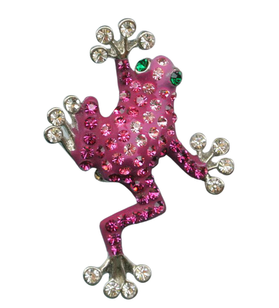 Vintage Frog With Hot Pink Rhinestones Brooch/Pin | Etsy