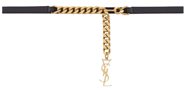 black YSL chain belt