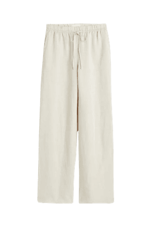 Wide linen-blend trousers - Light beige - Ladies | H&M US