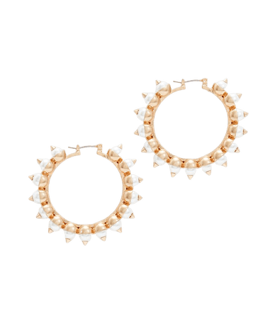 ALLSAINTS US: Womens Dana Pearl Hoop Earrings (pearl_warm_brass)