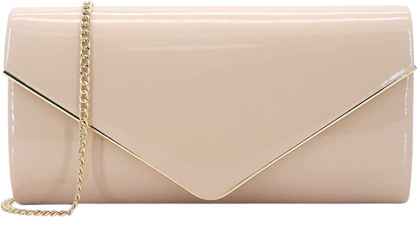 Dexmay Patent Leather Envelope Clutch Purse Shiny Candy Foldover Clutch Evening Bag for Women Nude: Handbags: Amazon.com