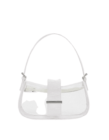 ASOS DESIGN clear 90s shoulder bag with white jumbo croc panels | ASOS