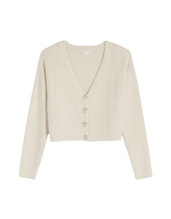 Fuzzy button-up cardigan - Sweaters and cardigans - Woman | Bershka
