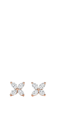TIFFANY & CO - Tiffany Victoria® 18ct rose-gold and 0.64ct diamond stud earrings | Selfridges.com