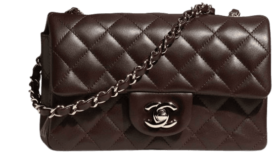 Chanel - MINI FLAP BAG Lambskin & Gold-Tone Metal Brown