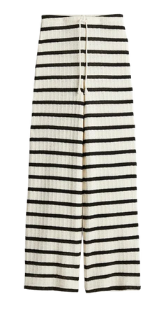 Textured-knit Pants - Cream/black striped - Ladies | H&M US