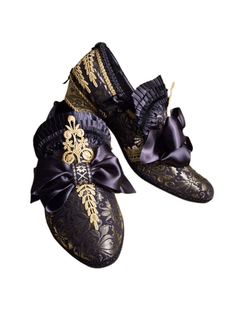 Men's Brocade Shoes Black Satin Gold Lace Rococo Baroque | Etsy