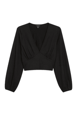 Deep v-neck blouse - Black - Shirts & Blouses - Monki WW