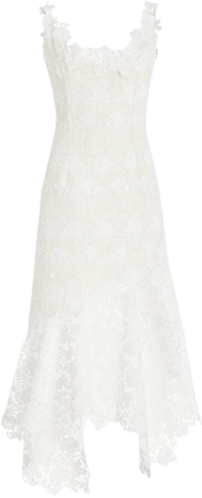 Guipure-Lace Tweed Midi Dress By Oscar De La Renta | Moda Operandi