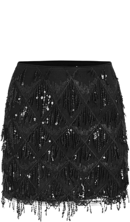 Sequins Tassel Mid Waist Mini Skirt - Cider