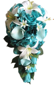17 piece package Wedding Bouquet Bridal Silk Flower Cascade TURQUOISE AQUA TEAL | eBay