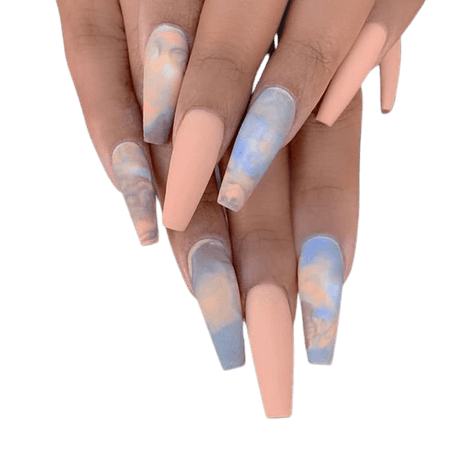 Pastel Marbled Acrylic Coffin Nails