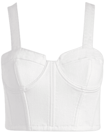 Jeanna Denim Bustier Crop Top In Off White | Alice And Olivia