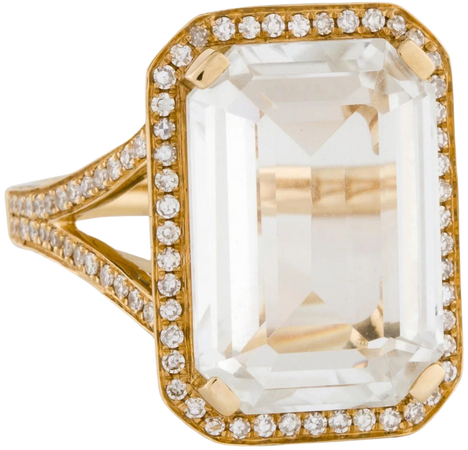SHAY 18K Diamond-Accented Topaz Portrait Ring - 18K Yellow Gold Cocktail Ring, Rings - SHAYY20177 | The RealReal