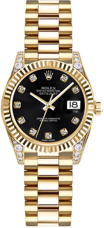 Rolex Lady-Datejust 26 Black Dial Gold Watch 179238