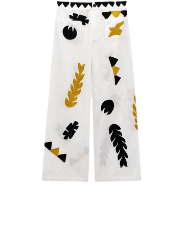 PRINTED PANTS WITH POCKETS - Oyster White | ZARA United States