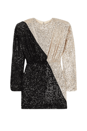 Silver Billie two-tone sequined stretch-knit mini dress | ROTATE Birger Christensen | NET-A-PORTER