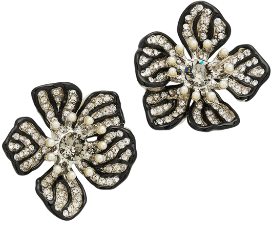 Oscar de la Renta Broken Flower Earrings with Crystals | Neiman Marcus