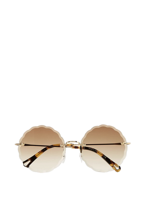 Brown Rosie round-frame gold-tone and tortoiseshell acetate sunglasses | Chloé | NET-A-PORTER