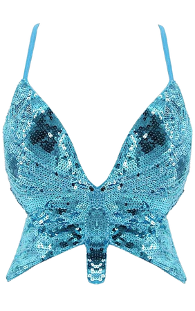 butterfly sequin blue top