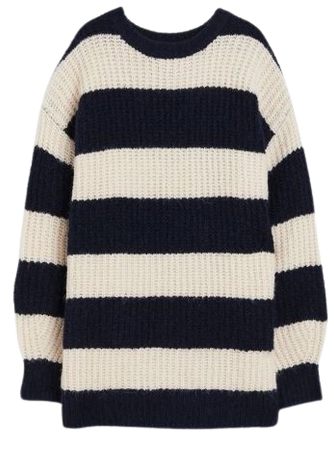 Oversized Rib-knit Sweater - Black/striped - Ladies | H&M US