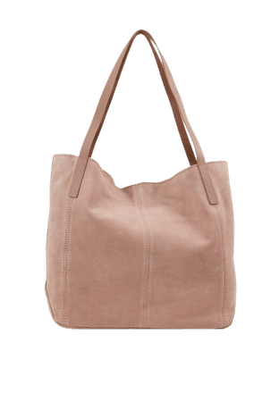 Pink suede shopping bag