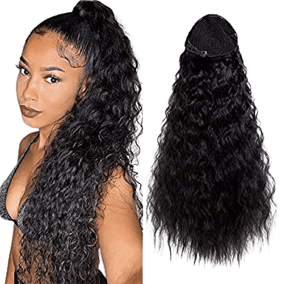 Amazon.com : AICILY Synthetic Kinky Straight Ponytail Long Afro Kinkly Curly Hair Bun Extension With Two Plastic Combs Hairpiece Yaki Clip In Hair Extensions(20inches BLACK-1B) : Beauty